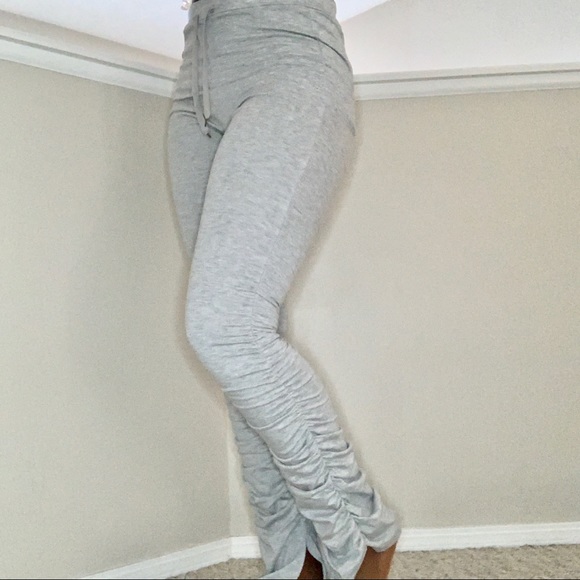 Grey Stacked Pants - Picture 2 of 3